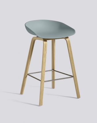 About a Stool AAS32 / AAS 32 Barhocker Niedrig Eiche geseift / Staubblau Hay